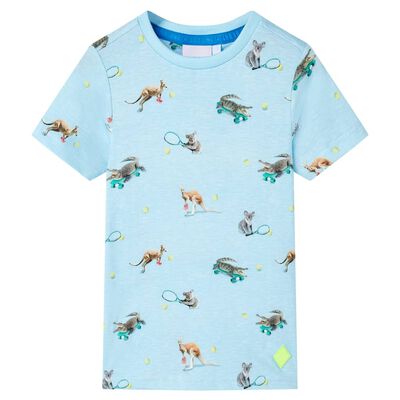 Camiseta infantil azul claro melange 140