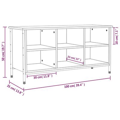 vidaXL Mueble zapatero madera contrachapada roble Sonoma 100x35x50 cm