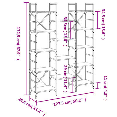 vidaXL Estantería madera de ingeniería roble marrón 127,5x28,5x172,5cm –  Bechester