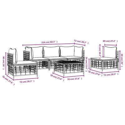 vidaXL Juego de muebles de jardín 6 pzas y cojines ratán PE antracita