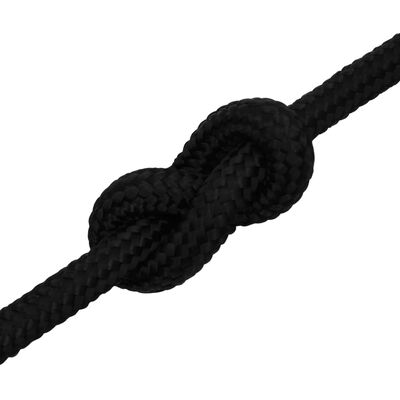 vidaXL Cuerda de trabajo poliéster negro 16 mm 50 m