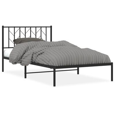 vidaXL Estructura de cama con cabecero metal negro 107x203 cm