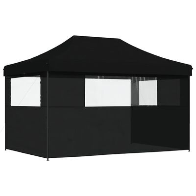 vidaXL Tienda de fiesta plegable Pop-Up con 3 paredes laterales negra