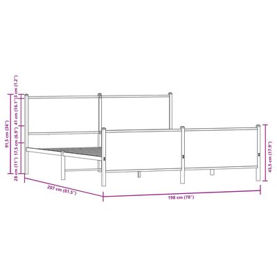 vidaXL Estructura de cama sin colchón metal roble Sonoma 193x203 cm