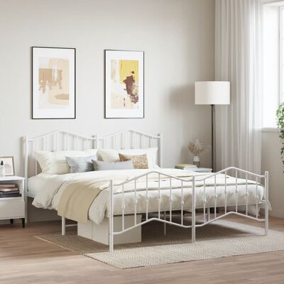 vidaXL Estructura cama sin colchón con estribo metal blanco 183x213 cm