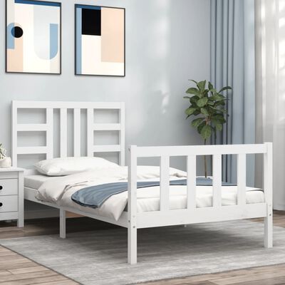 vidaXL Estructura de cama con cabecero madera maciza blanco 90x200 cm