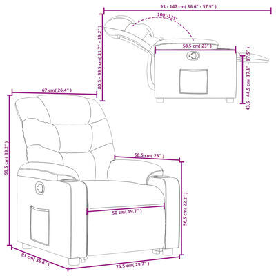 vidaXL Sillón reclinable elevable cuero artificial color crema