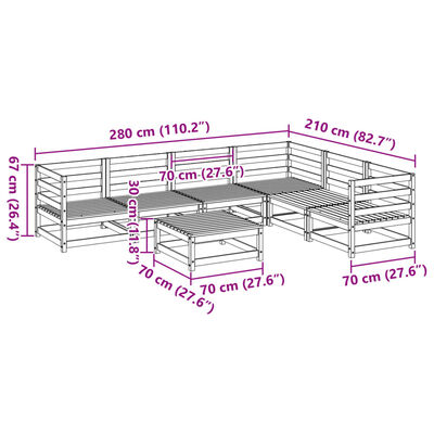 vidaXL Juego de sofás de jardín 7 pzas madera de pino impregnada