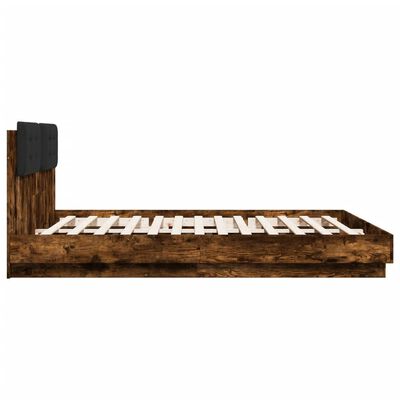 vidaXL Cama con cabecero madera de ingeniería roble ahumado 160x200 cm