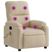 vidaXL Sillón reclinable de masaje tela de microfibra color crema