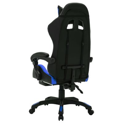 vidaXL Silla gaming con luces LED RGB cuero sintético azul y negro