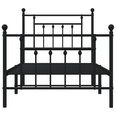 vidaXL Estructura de cama con cabecero y estribo metal negro 90x190 cm