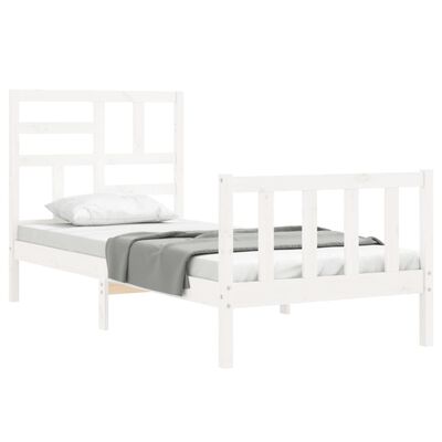 vidaXL Estructura de cama con cabecero madera maciza blanco