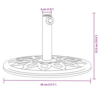 vidaXL Base de sombrilla semicircular para palos de Ø38/48 mm 12 kg