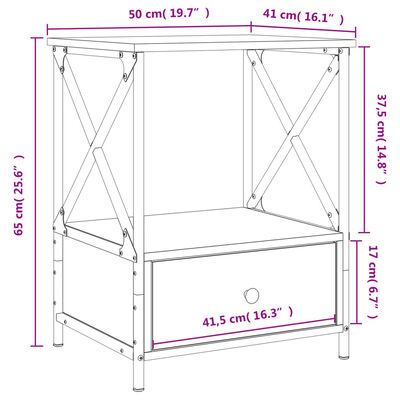 vidaXL Mesitas noche 2 uds madera ingeniería marrón roble 50x41x65 cm