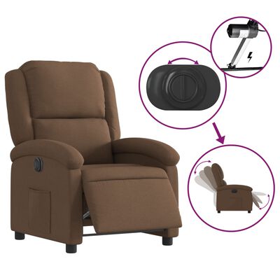 vidaXL Sillón reclinable eléctrico de tela marrón