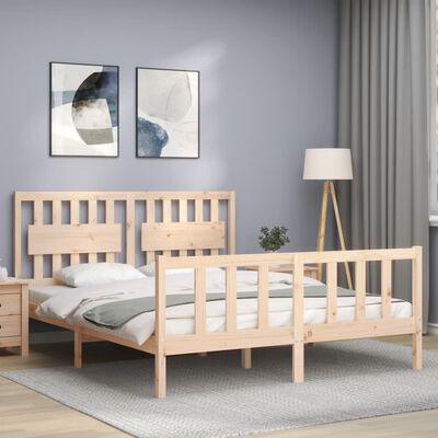 vidaXL Estructura de cama con cabecero madera maciza 160x200 cm