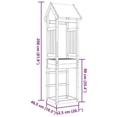 vidaXL Torre de juegos madera pino impregnada 52,5x46,5x208 cm