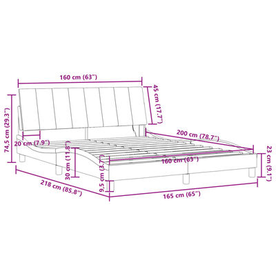 vidaXL Estructura de cama con luces LED terciopelo negro 160x200 cm