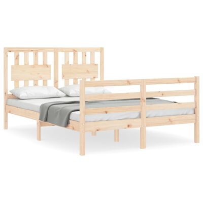 vidaXL Estructura de cama de matrimonio con cabecero madera maciza