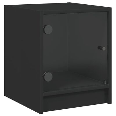 vidaXL Mesitas de noche con puertas de vidrio 2 uds negro 35x37x42 cm