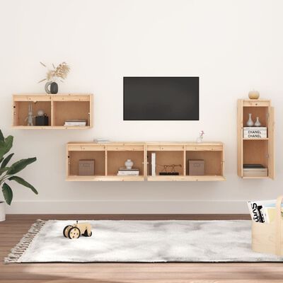 vidaXL Muebles para TV 2 piezas madera maciza de pino