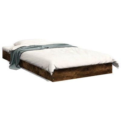 vidaXL Estructura de cama sin colchón madera roble ahumado 90x190 cm