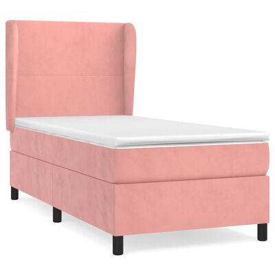 vidaXL Cama box spring con colchón terciopelo rosa 90x190 cm