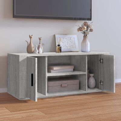 vidaXL Mueble de TV madera contrachapada gris Sonoma 100x35x40 cm