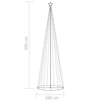 vidaXL Árbol de Navidad cónico 752 LEDs de colores 160x500 cm