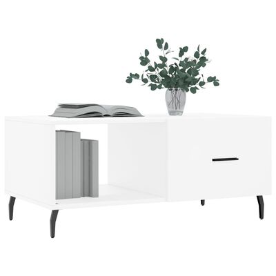 vidaXL Mesa de centro madera contrachapada blanco 90x50x40 cm