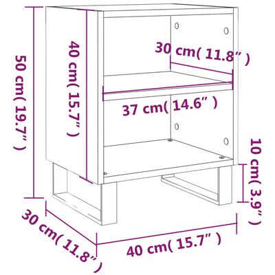 vidaXL Mesitas de noche 2 uds madera de ingeniería negro 40x30x50 cm