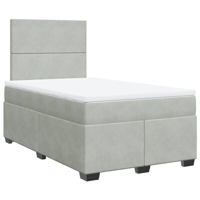 vidaXL Cama box spring con colchón terciopelo gris claro 120x190 cm