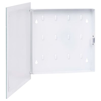 vidaXL Caja de llaves con tablero magnético blanca 35x35x4 cm