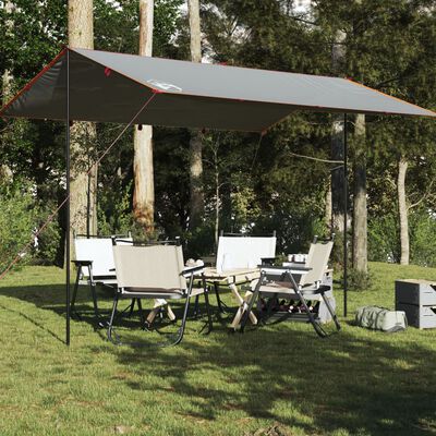 vidaXL Lona de camping impermeable gris y naranja 400x294 cm