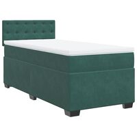 vidaXL Cama box spring con colchón terciopelo verde oscuro 100x200 cm