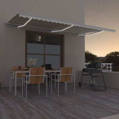 vidaXL Toldo automático con LED sensor de viento crema 600x350 cm