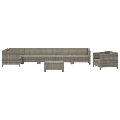 vidaXL Set de muebles de jardín 8 pzas y cojines ratán sintético gris