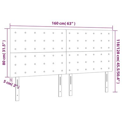 vidaXL Cabeceros 4 unidades de tela marrón oscuro 80x5x78/88 cm