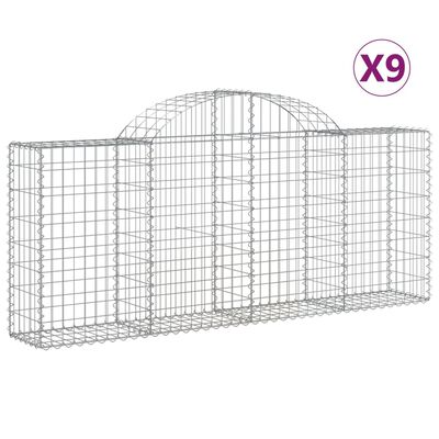 vidaXL Cestas de gaviones 9 uds forma de arco hierro 200x30x80/100 cm