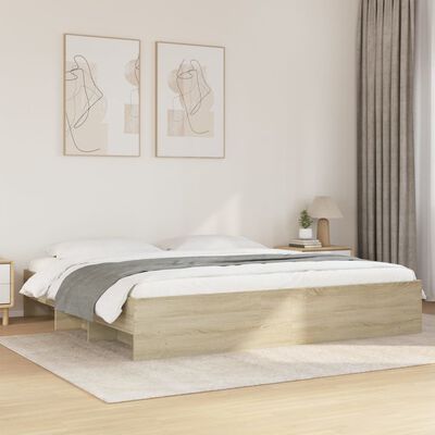 vidaXL Estructura de cama madera de ingeniería roble Sonoma 200x200 cm