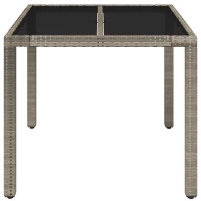 vidaXL Mesa de jardín superficie de vidrio ratán PE gris 90x90x75 cm