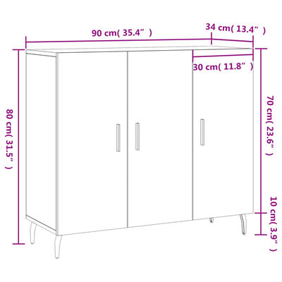 vidaXL Aparador de madera de ingeniería gris Sonoma 90x34x80 cm