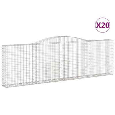 vidaXL Cestas gaviones 20 uds forma de arco hierro 400x30x120/140 cm