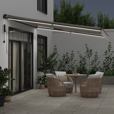 vidaXL Toldo retráctil automático luz LED antracita blanco 400x350 cm