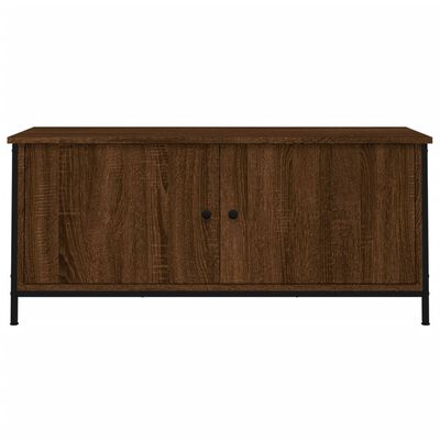 vidaXL Mueble TV con puertas contrachapada marrón roble 102x35x45 cm