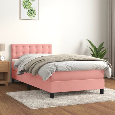 vidaXL Cama box spring con colchón terciopelo rosa 80x200 cm