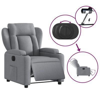 vidaXL Sillón reclinable eléctrico tela gris claro