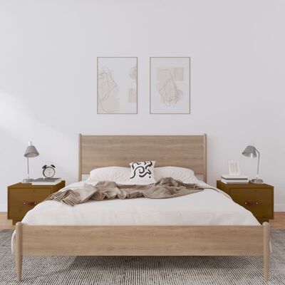 vidaXL Mesitas de noche 2 uds madera de pino marrón miel 40x34x35 cm