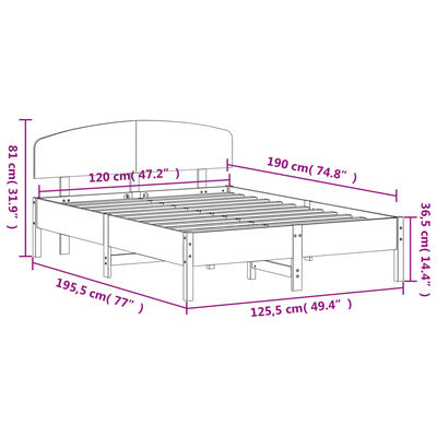 vidaXL Estructura de cama sin colchón madera maciza blanca 120x190 cm